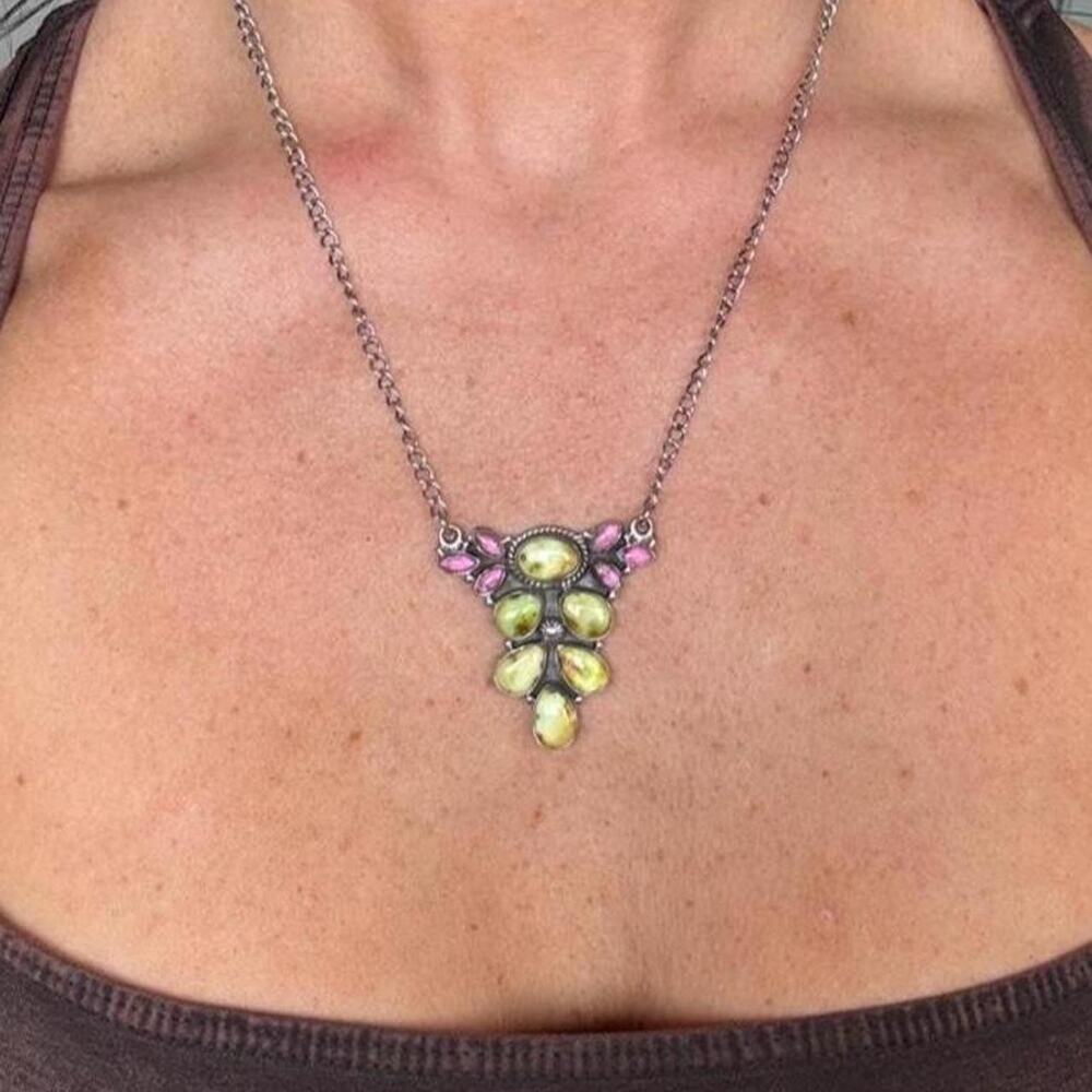 Sterling silver palomino and cotton turquoise necklace. 18in
